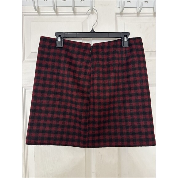 NWT Madewell Buffalo Check Upstate Skirt / DARK CABERNET WOOL F8627 - Size 10 - Picture 7 of 8